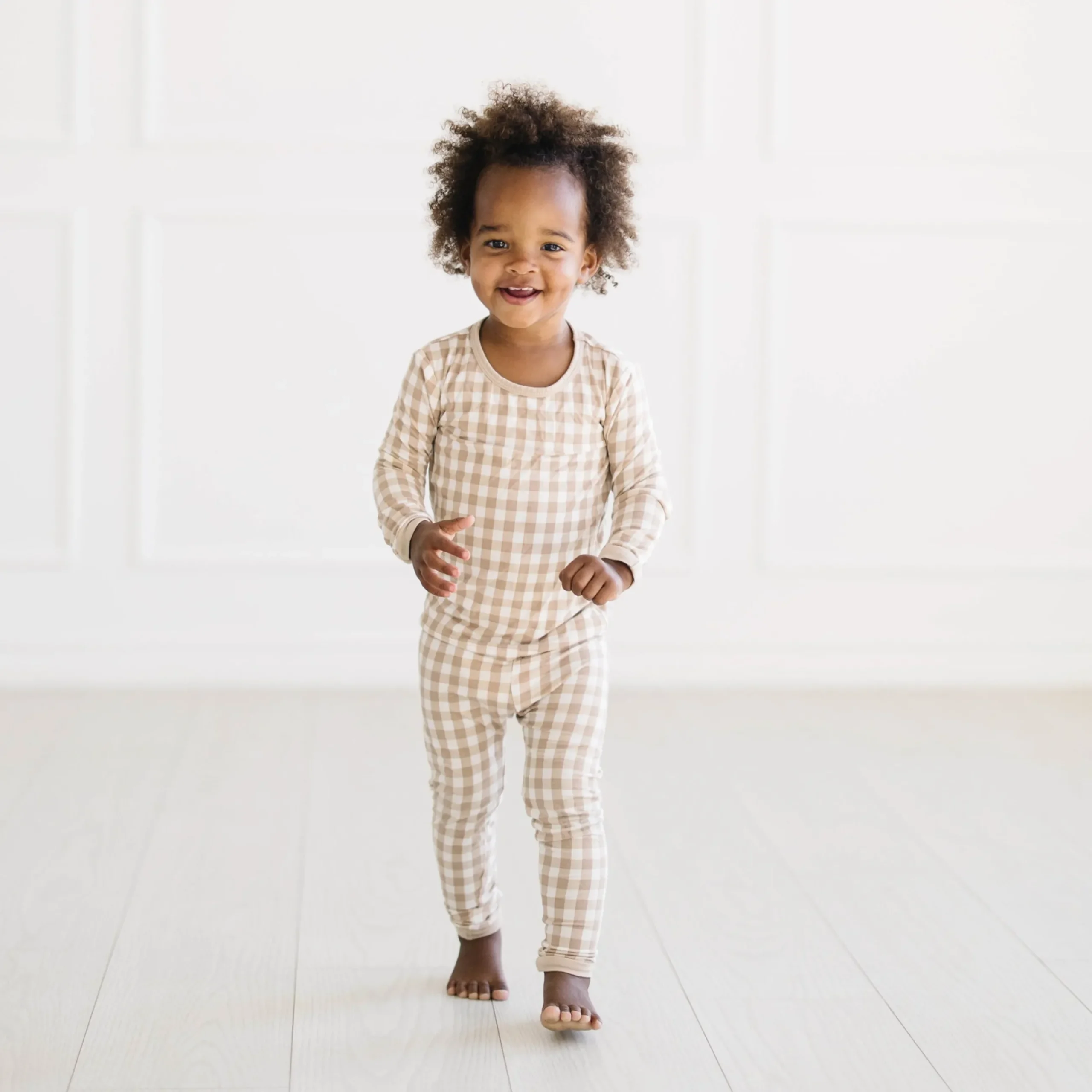 Online Kyte Baby Long Sleeve Pajamas in Gingham Bisque