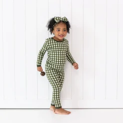 Discount Kyte Baby Long Sleeve Pajamas in Gingham Fir