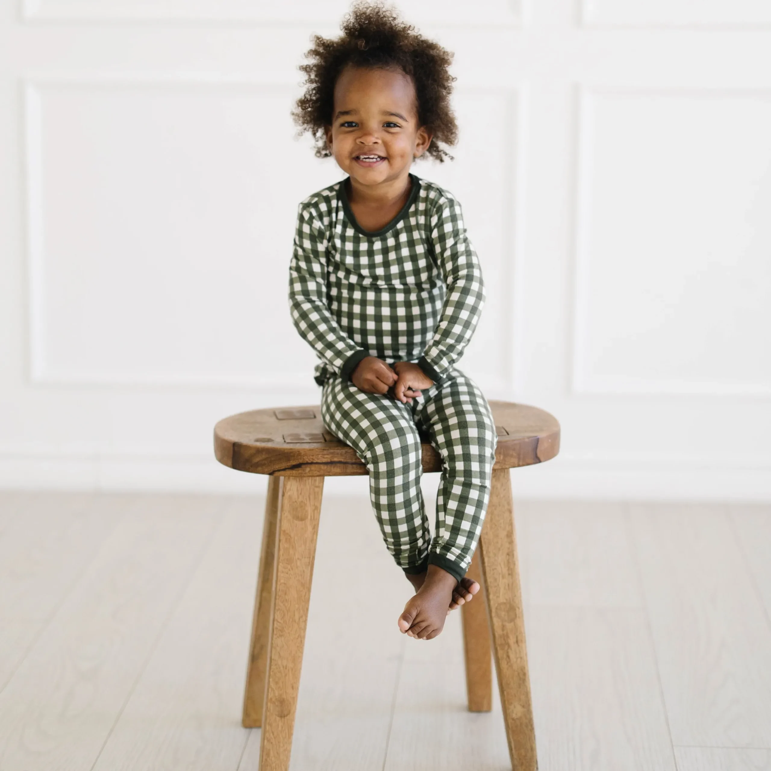 Discount Kyte Baby Long Sleeve Pajamas in Gingham Fir