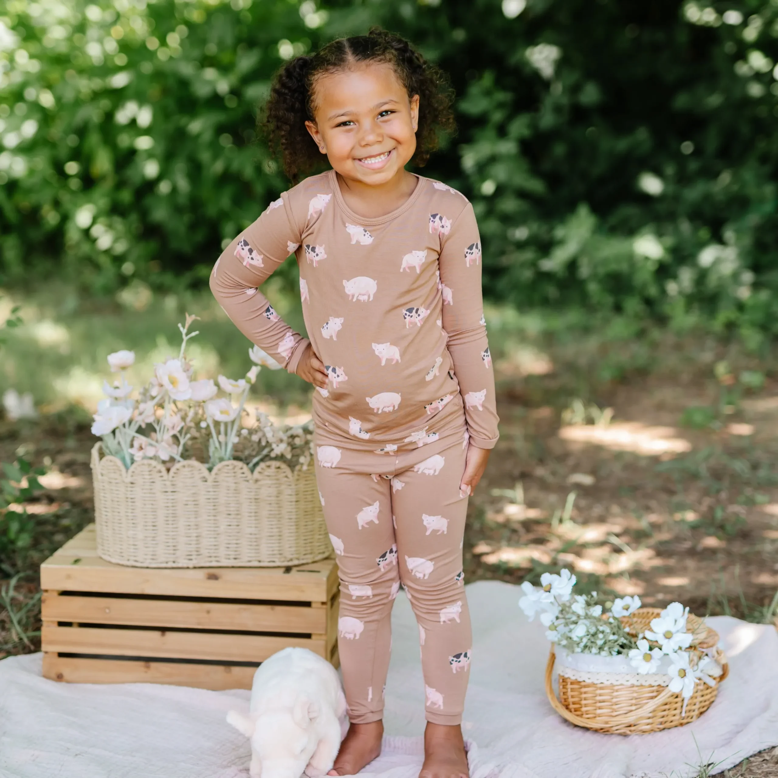 Hot Kyte Baby Long Sleeve Pajamas in Pig