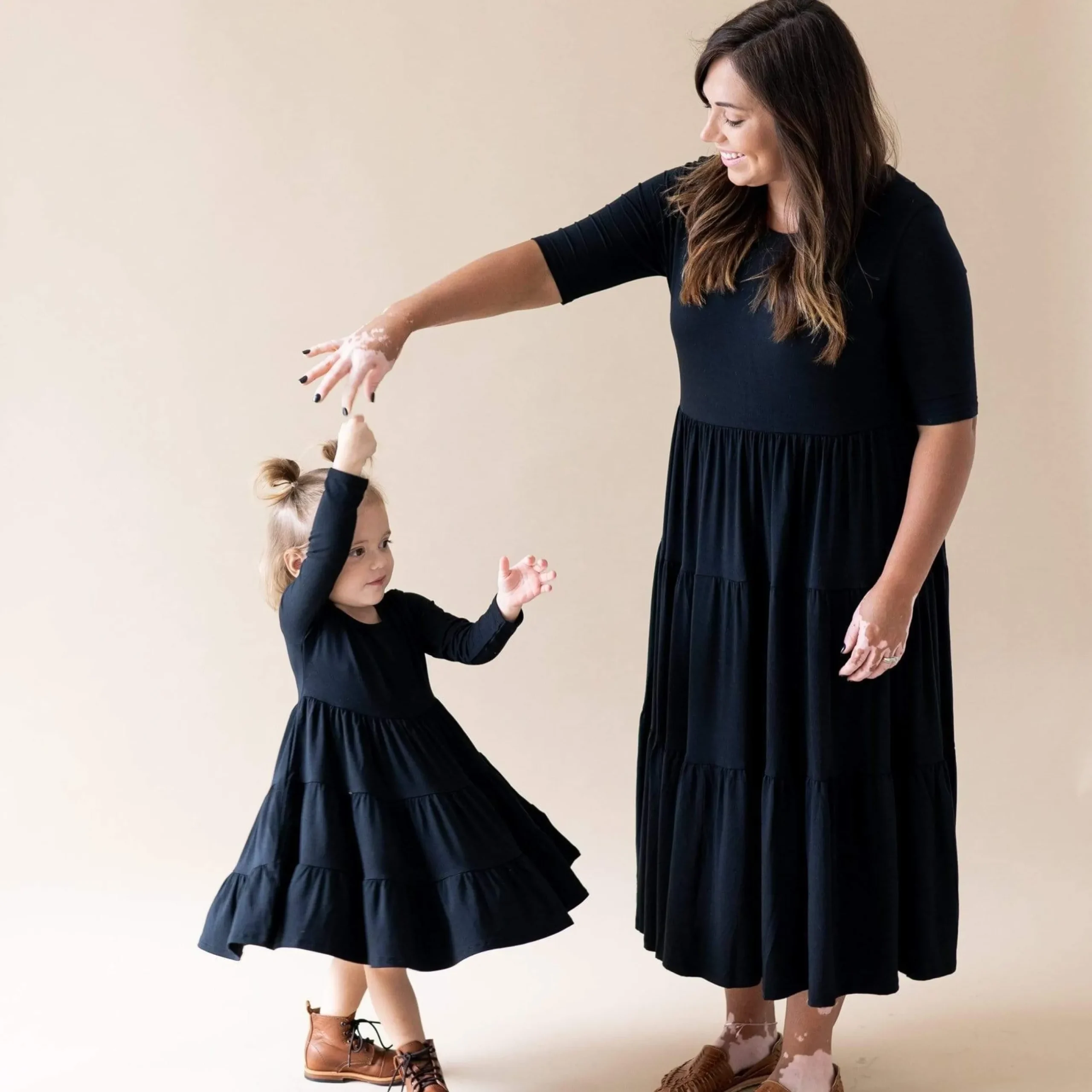Online Kyte Baby Long Sleeve Tiered Dress in Midnight