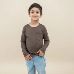 Clearance Kyte Baby Long Sleeve Toddler Crew Neck Tee in Espresso