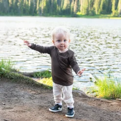 Clearance Kyte Baby Long Sleeve Toddler Crew Neck Tee in Espresso