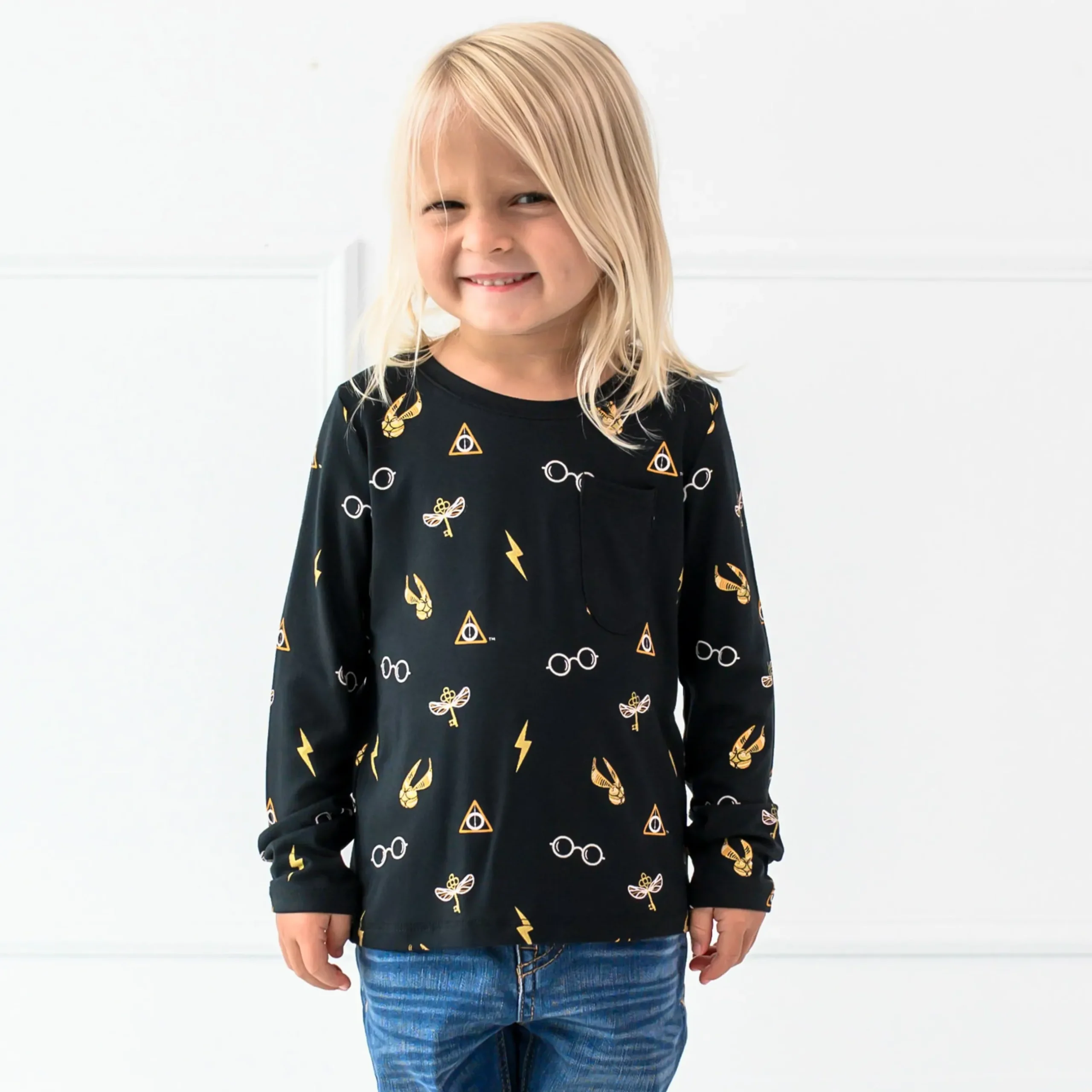 Discount Kyte Baby Long Sleeve Toddler Crew Neck Tee in Midnight Icon