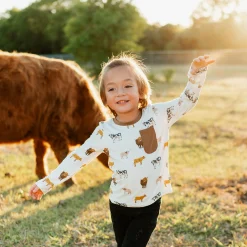 Outlet Kyte Baby Long Sleeve Toddler Crew Neck Tee in Moo