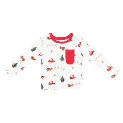 Discount Kyte Baby Long Sleeve Toddler Crew Neck Tee in Santa Sleigh