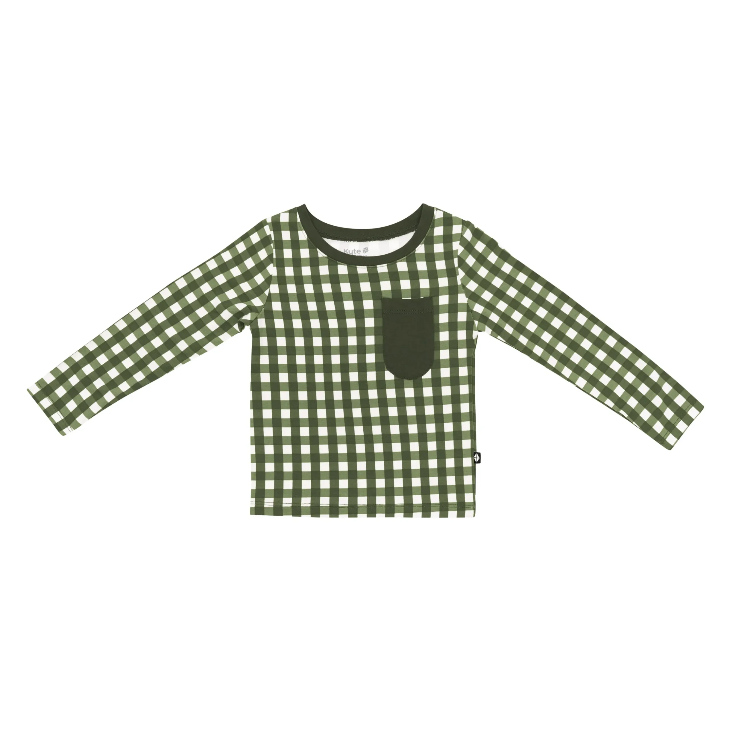 Best Kyte Baby Long Sleeve Toddler Crew Neck Tee in Gingham Fir