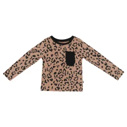 Kyte Baby Long Sleeve Toddler Crew Neck Tee in Latte Leopard
