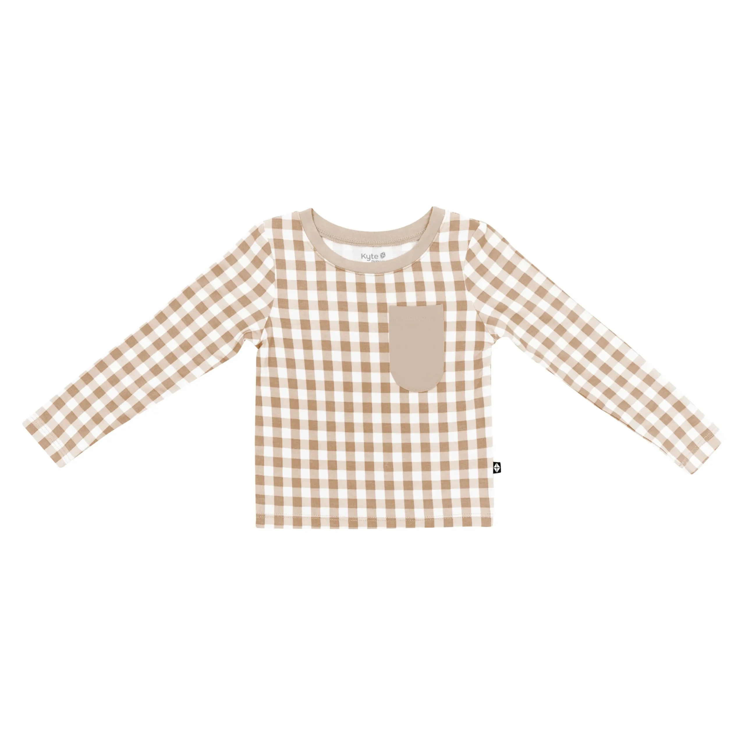 Best Kyte Baby Long Sleeve Toddler Crew Neck Tee in Gingham Bisque