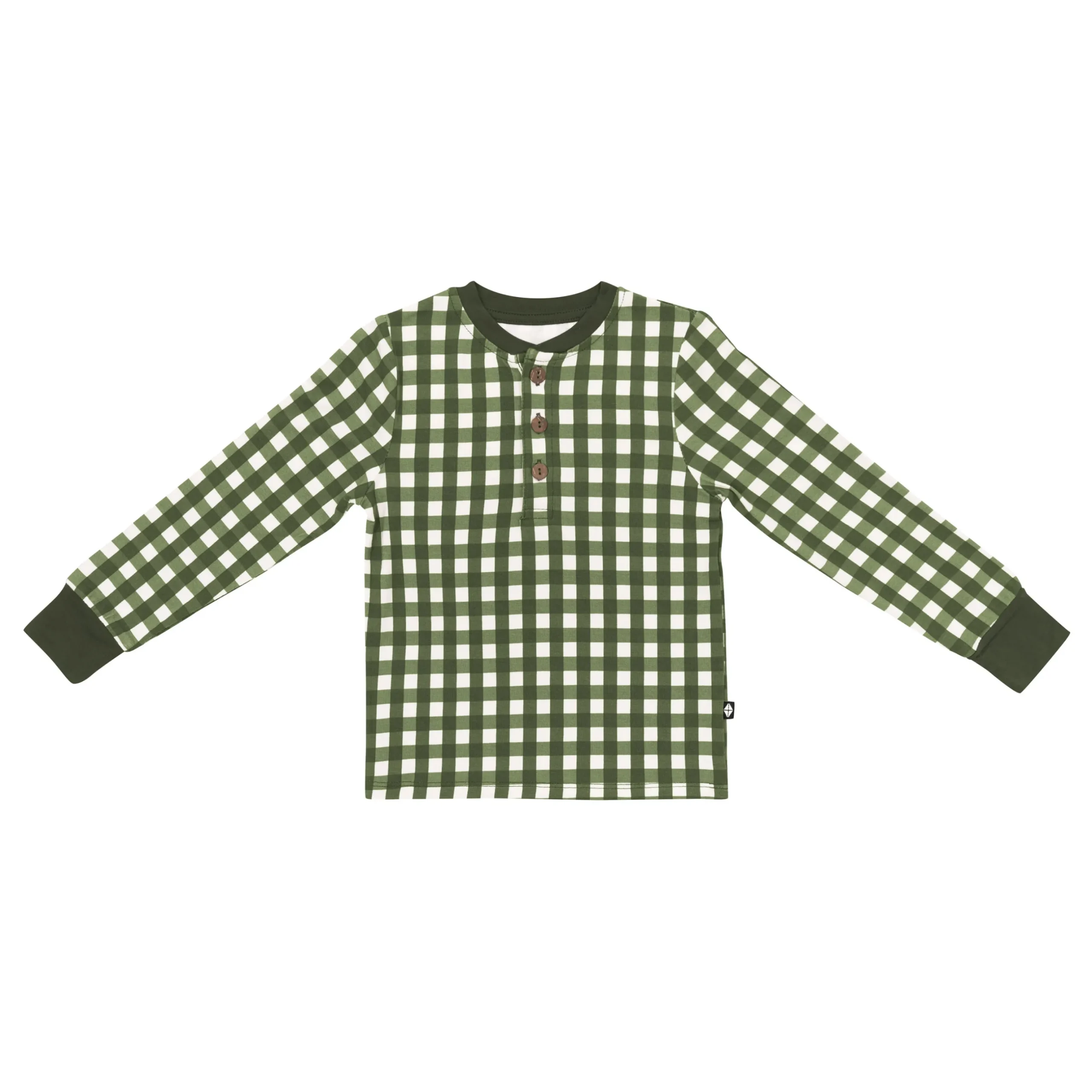 Online Kyte Baby Long Sleeve Toddler Henley Tee in Gingham Fir