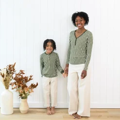 Online Kyte Baby Long Sleeve Toddler Henley Tee in Gingham Fir