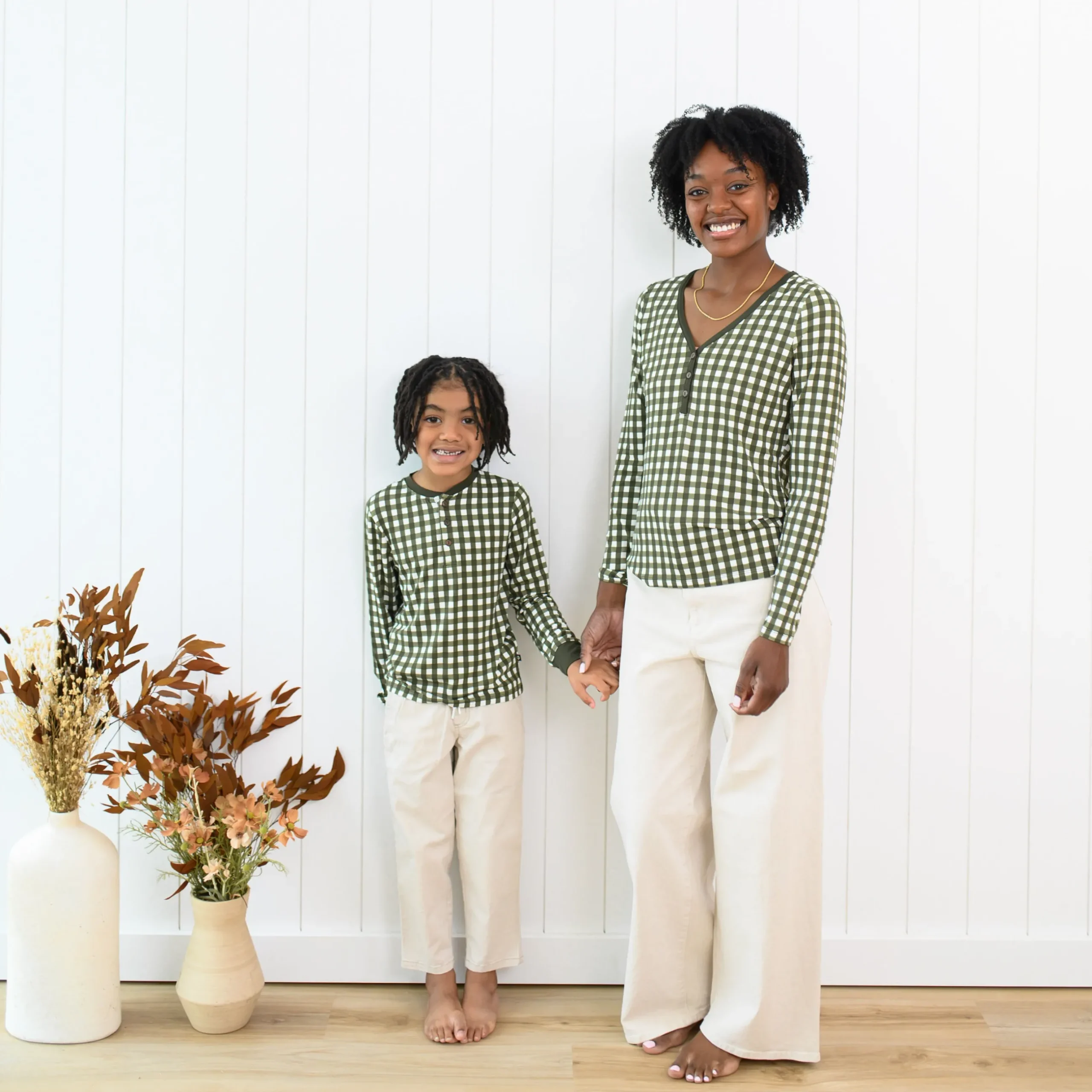 Online Kyte Baby Long Sleeve Toddler Henley Tee in Gingham Fir