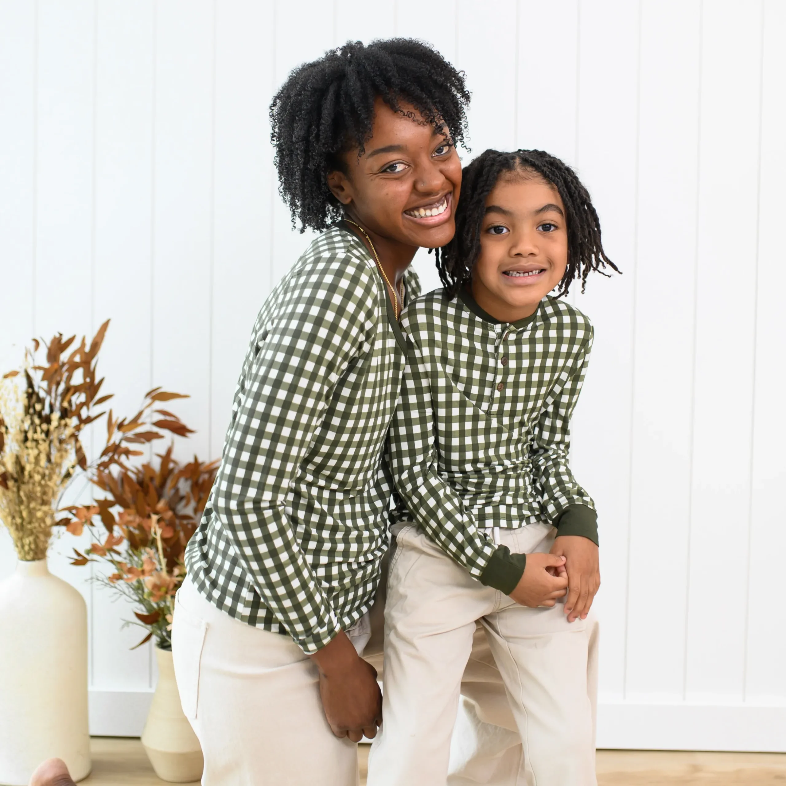 Online Kyte Baby Long Sleeve Toddler Henley Tee in Gingham Fir