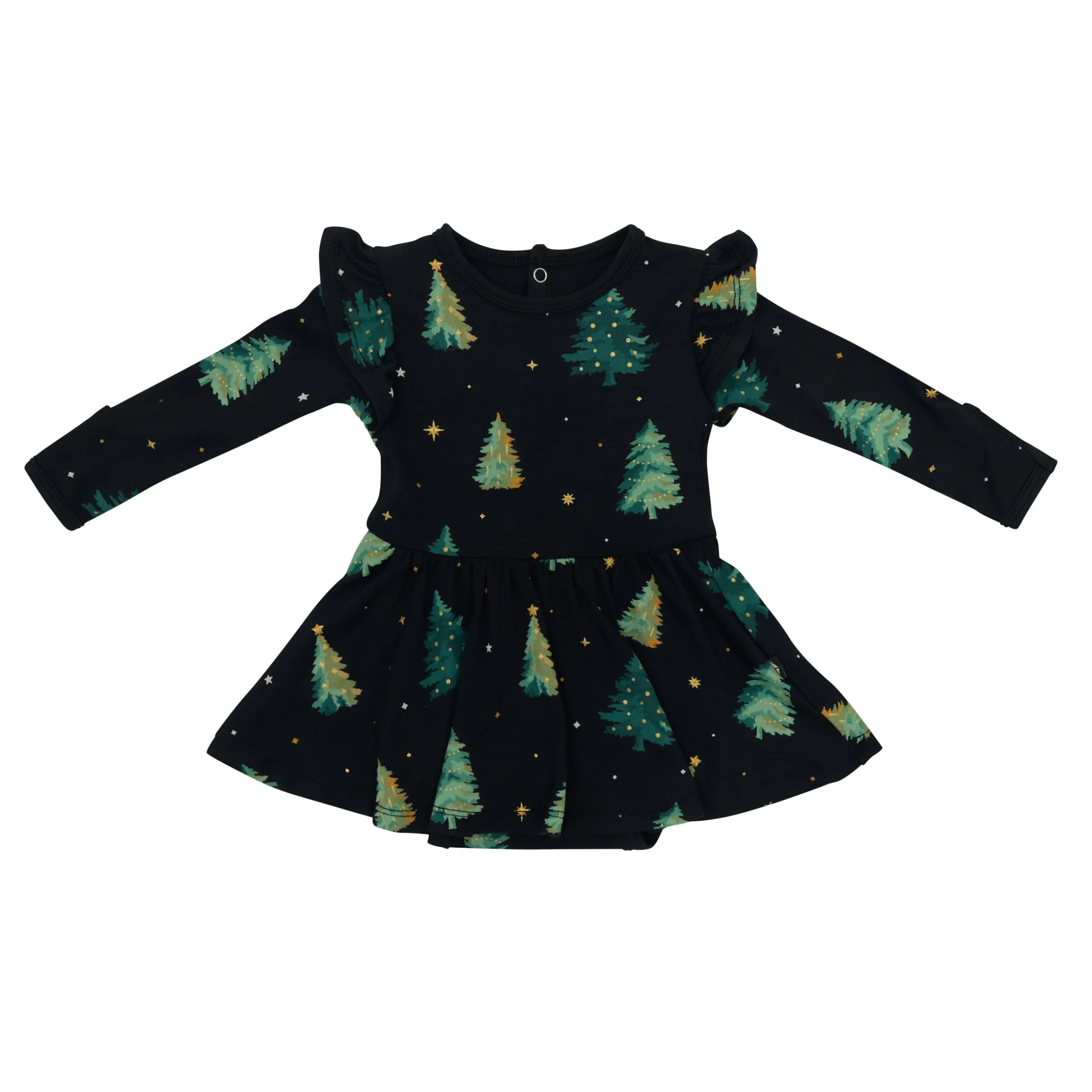 New Kyte Baby Long Sleeve Twirl Bodysuit Dress in Twinkle Tree