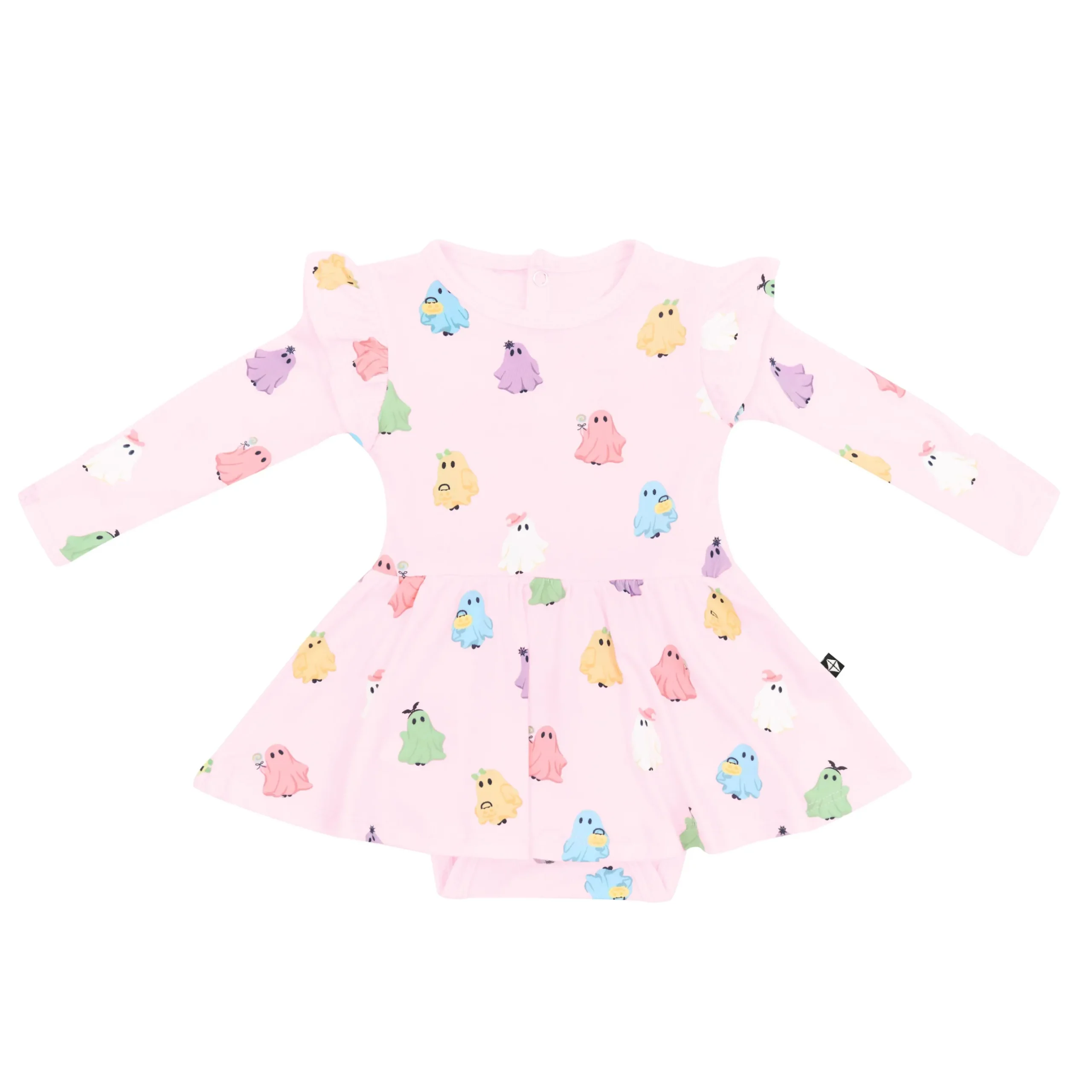 Discount Kyte Baby Long Sleeve Twirl Bodysuit Dress in Pastel Ghost