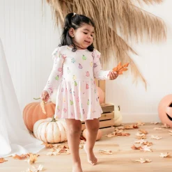 Discount Kyte Baby Long Sleeve Twirl Bodysuit Dress in Pastel Ghost
