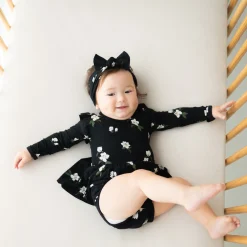 Best Kyte Baby Long Sleeve Twirl Bodysuit Dress in Small Midnight Magnolia