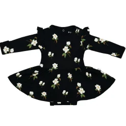 Best Kyte Baby Long Sleeve Twirl Bodysuit Dress in Small Midnight Magnolia