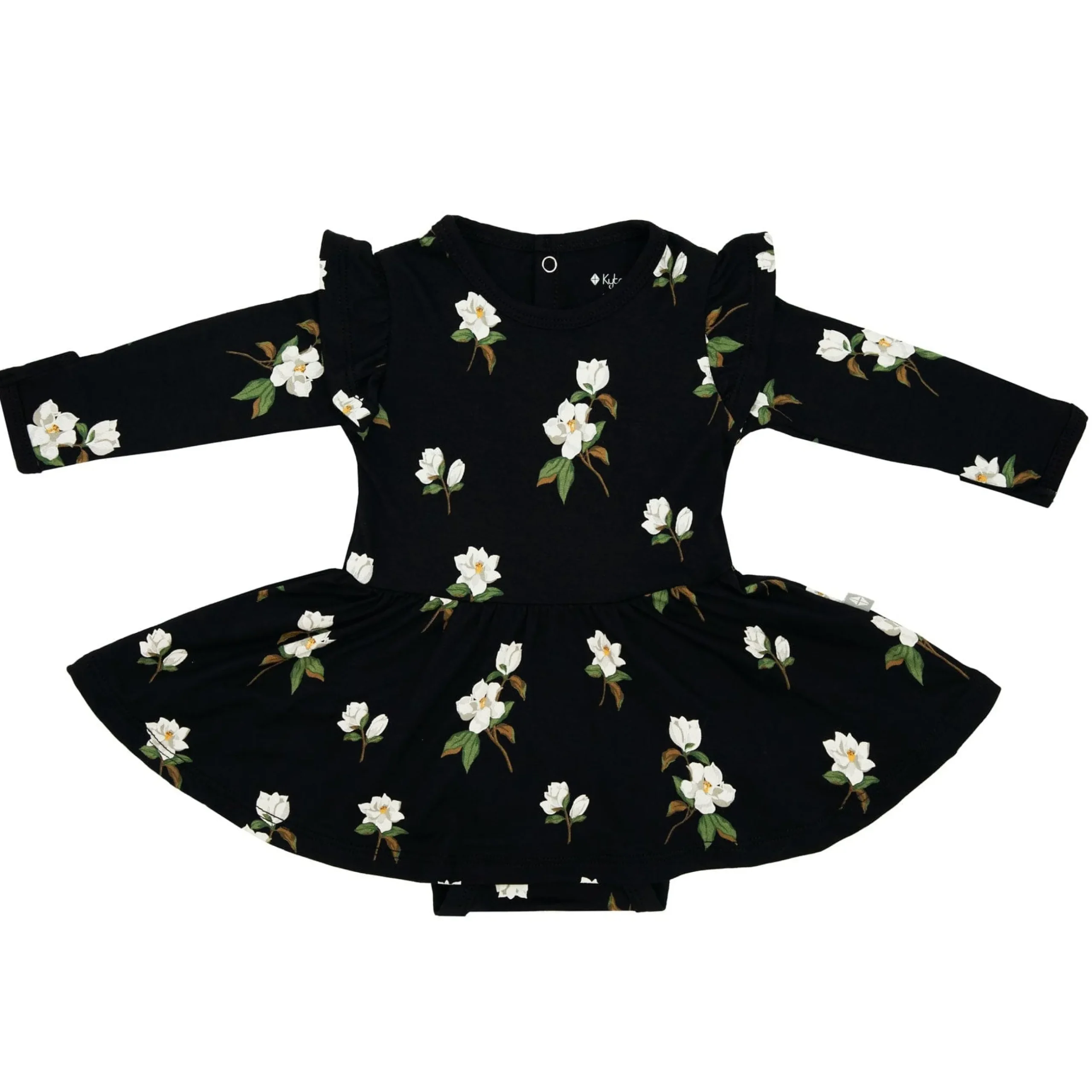 Best Kyte Baby Long Sleeve Twirl Bodysuit Dress in Small Midnight Magnolia