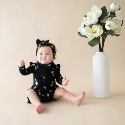 Best Kyte Baby Long Sleeve Twirl Bodysuit Dress in Small Midnight Magnolia