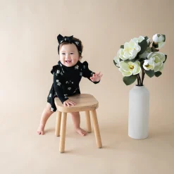 Best Kyte Baby Long Sleeve Twirl Bodysuit Dress in Small Midnight Magnolia