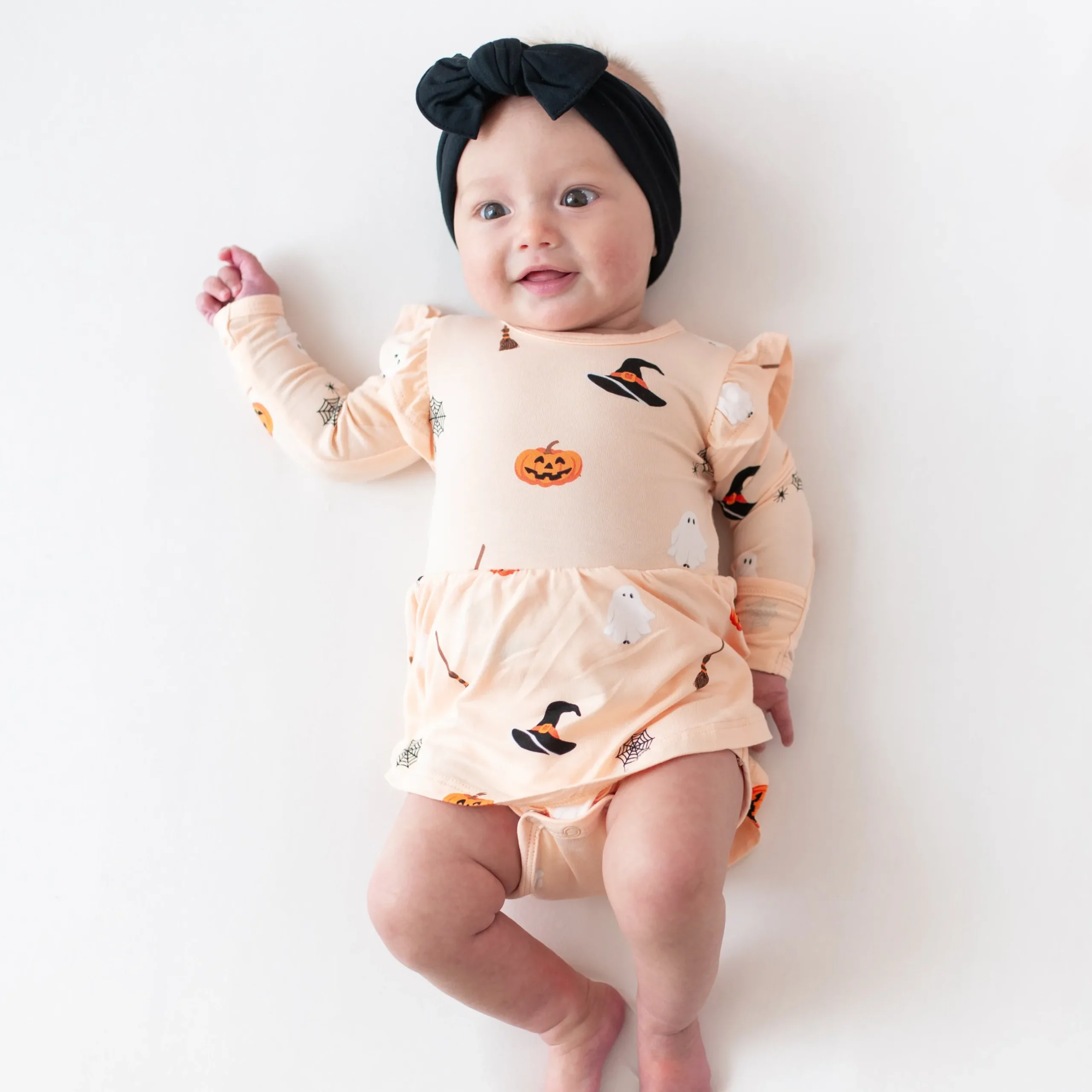 Online Kyte Baby Long Sleeve Twirl Bodysuit Dress in Bewitched