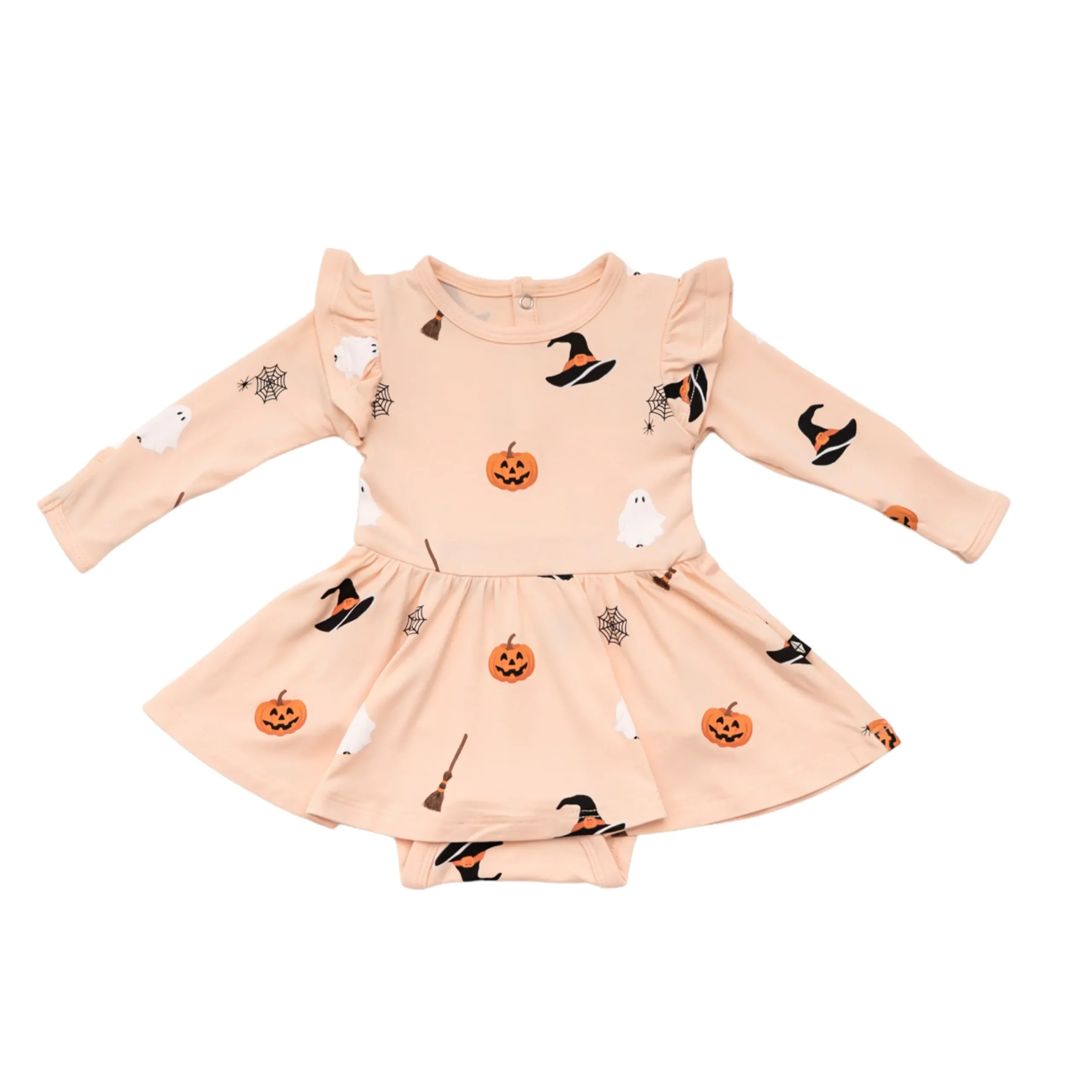 Online Kyte Baby Long Sleeve Twirl Bodysuit Dress in Bewitched
