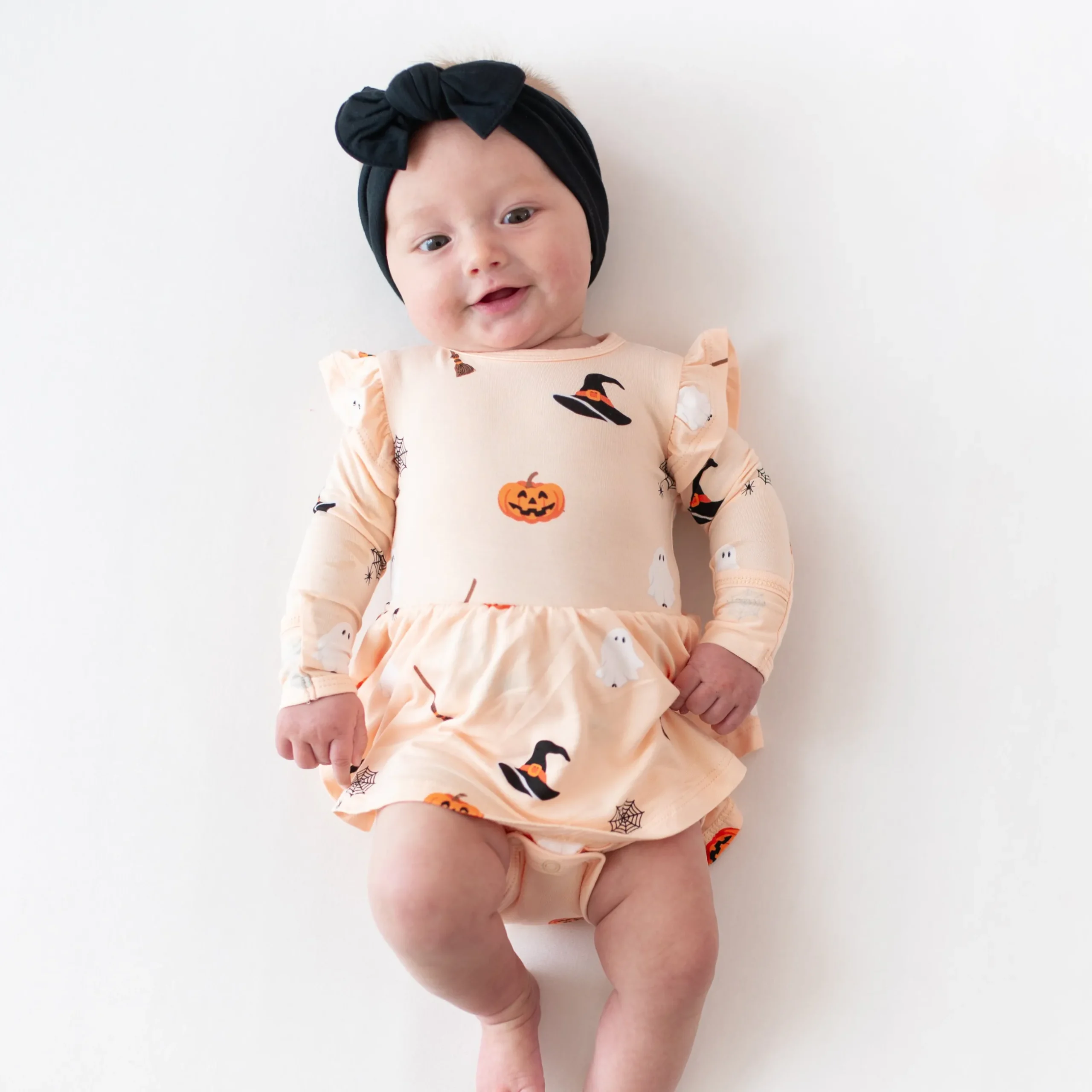 Online Kyte Baby Long Sleeve Twirl Bodysuit Dress in Bewitched