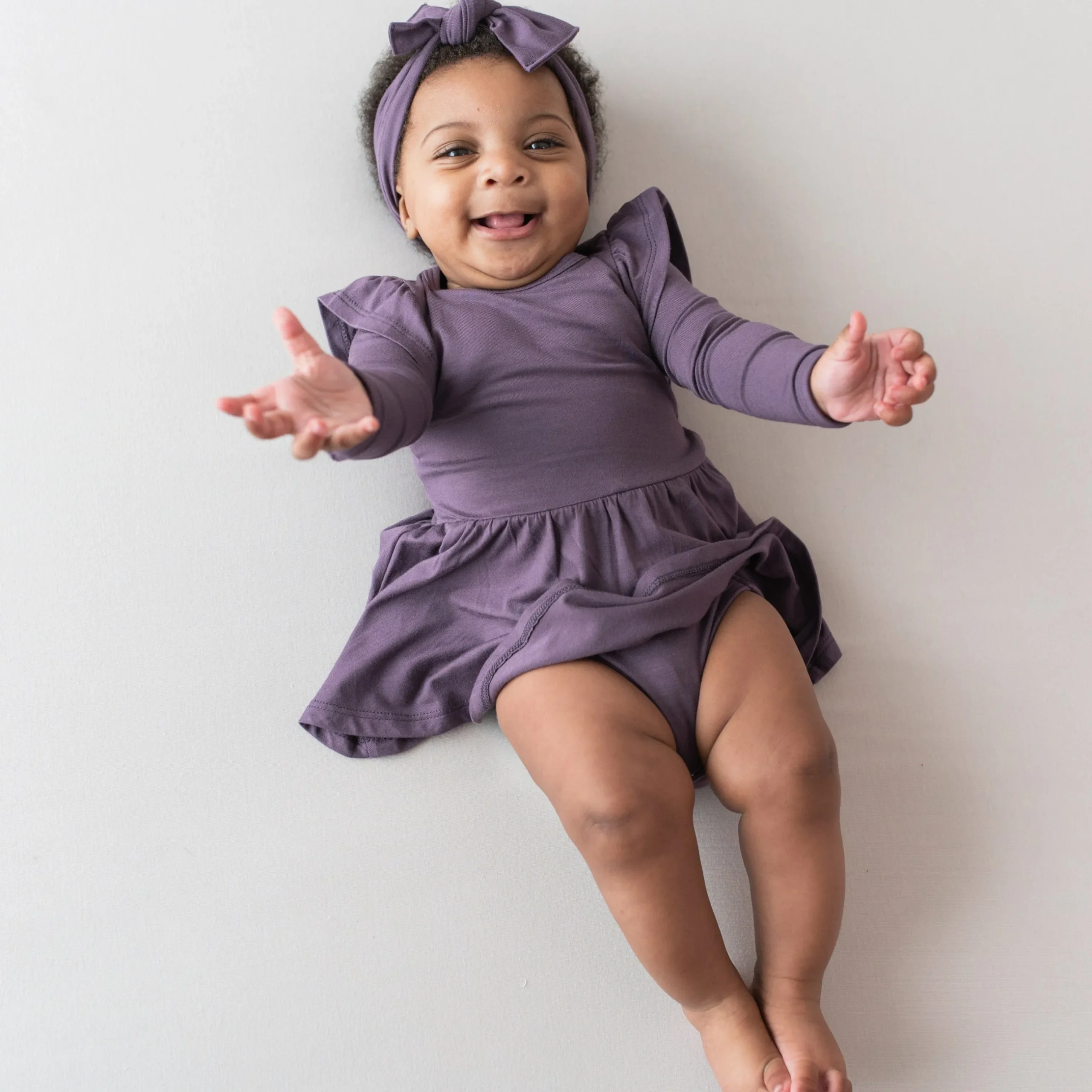 Discount Kyte Baby Long Sleeve Twirl Bodysuit Dress in Currant