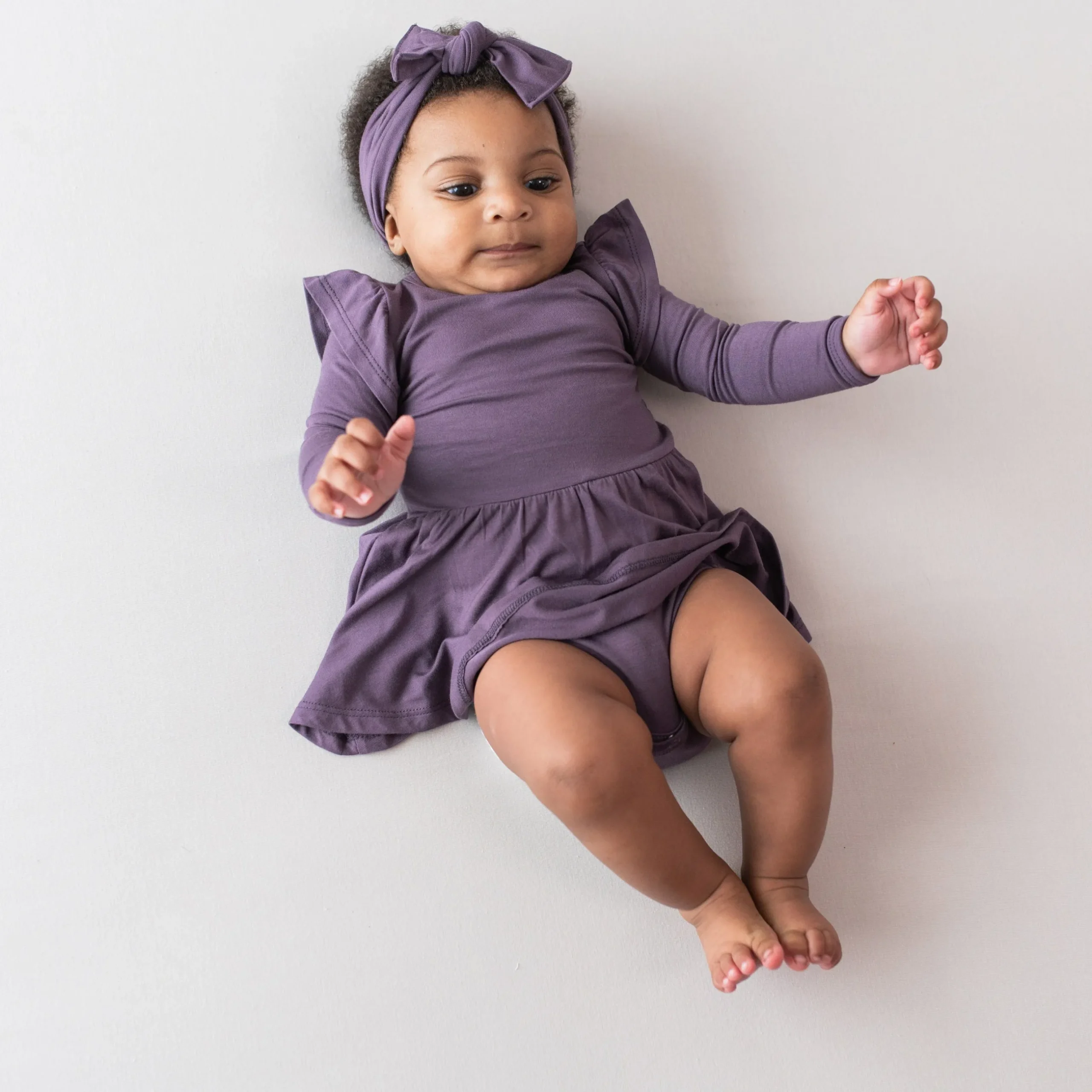 Discount Kyte Baby Long Sleeve Twirl Bodysuit Dress in Currant