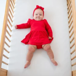 Discount Kyte Baby Long Sleeve Twirl Bodysuit Dress in Cardinal