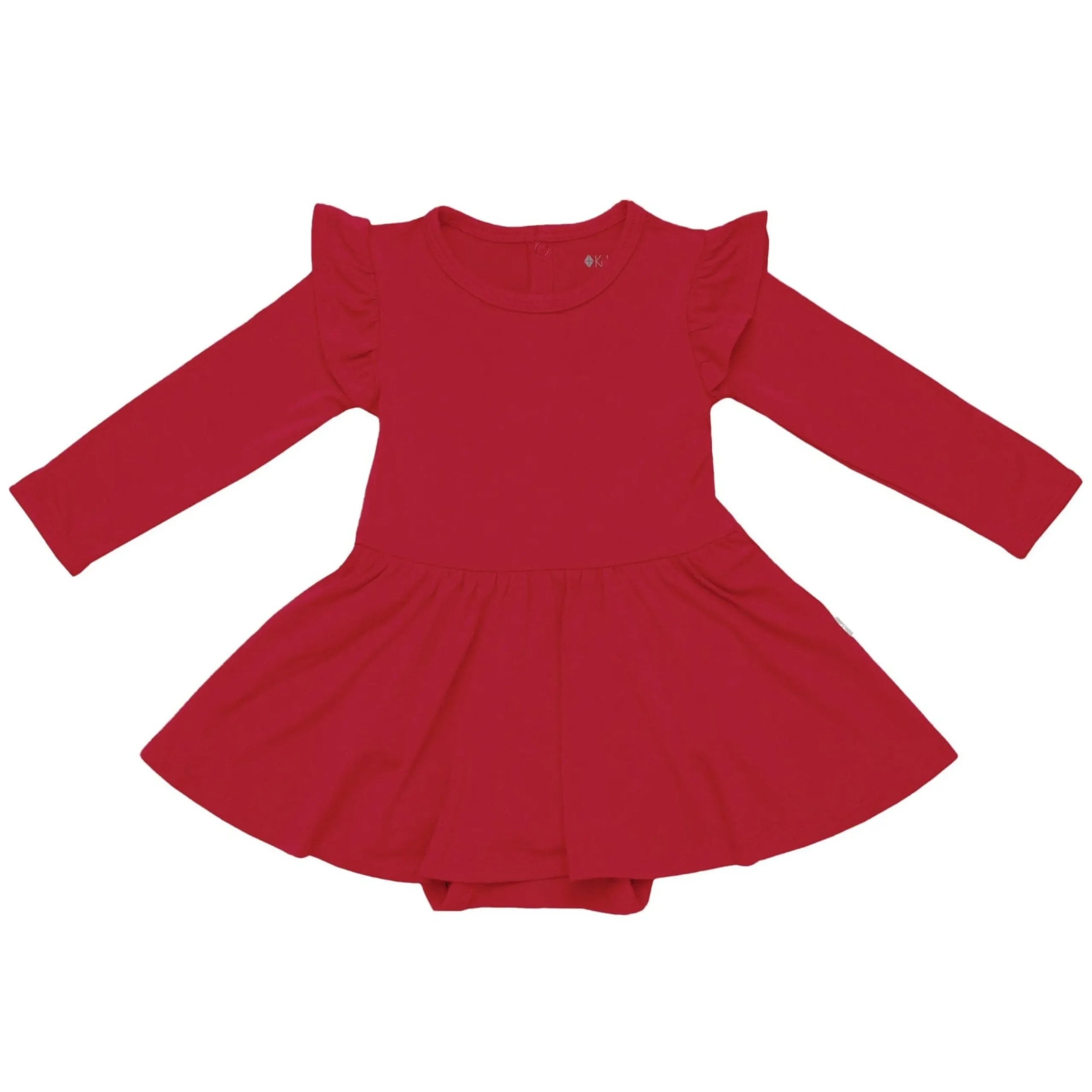 Discount Kyte Baby Long Sleeve Twirl Bodysuit Dress in Cardinal