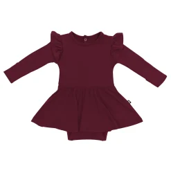 Clearance Kyte Baby Long Sleeve Twirl Bodysuit Dress in Burgundy