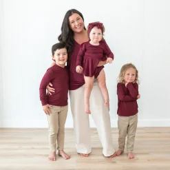 Clearance Kyte Baby Long Sleeve Twirl Bodysuit Dress in Burgundy