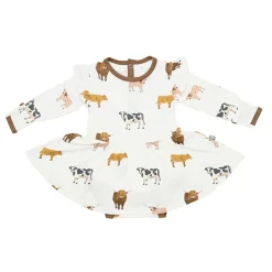 Kyte Baby Long Sleeve Twirl Bodysuit Dress in Moo