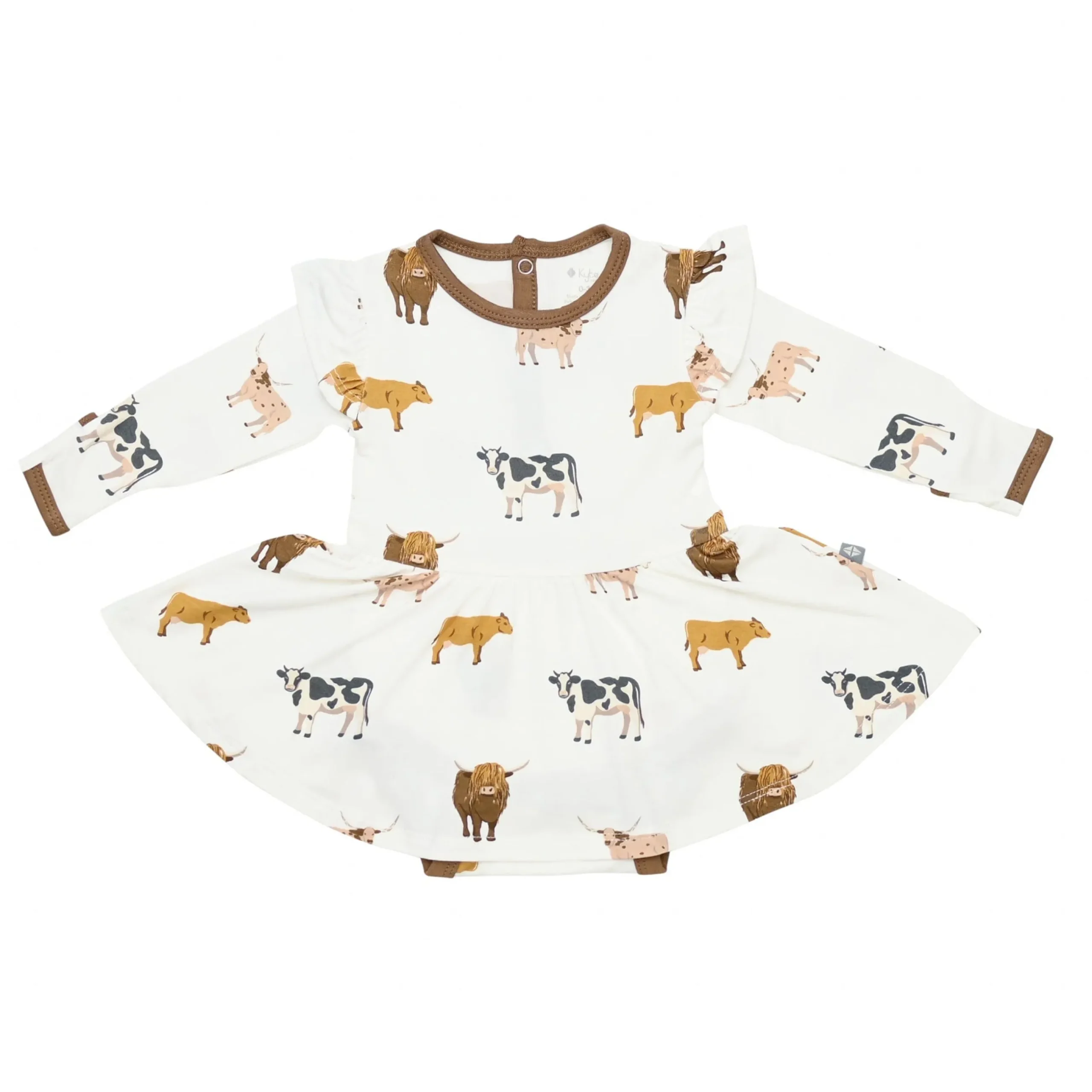Kyte Baby Long Sleeve Twirl Bodysuit Dress in Moo