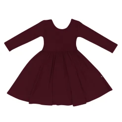 Hot Kyte Baby Long Sleeve Twirl Dress in Burgundy