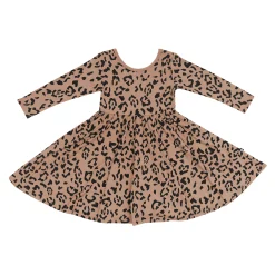Online Kyte Baby Long Sleeve Twirl Dress in Latte Leopard