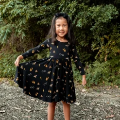 Online Kyte Baby Long Sleeve Twirl Dress in Midnight Icon