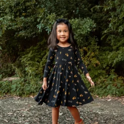 Online Kyte Baby Long Sleeve Twirl Dress in Midnight Icon