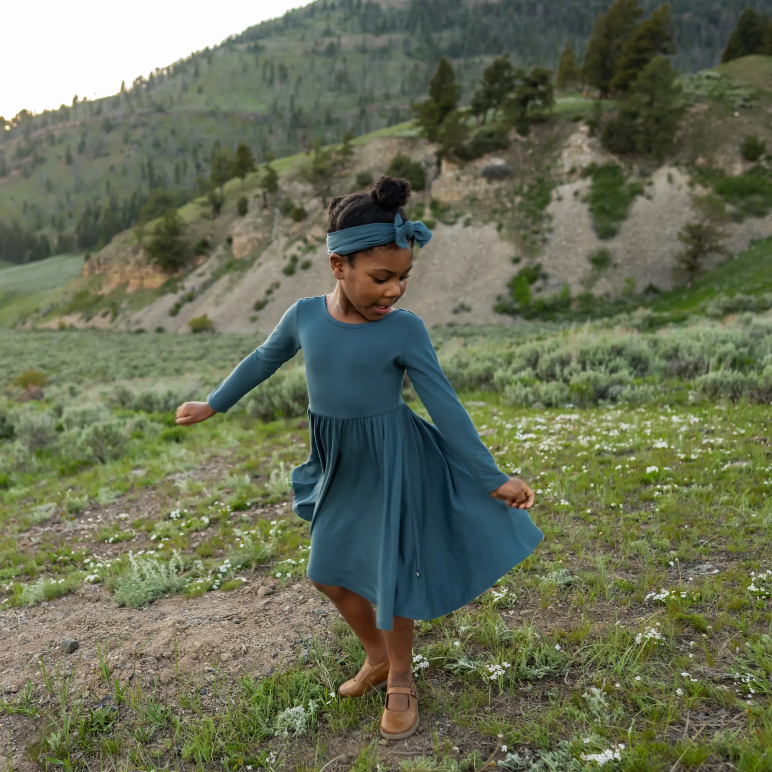 Outlet Kyte Baby Long Sleeve Twirl Dress in Atlantic