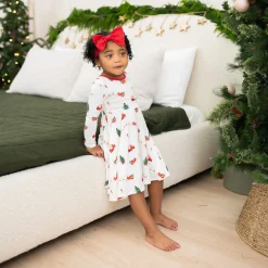 Kyte Baby Long Sleeve Twirl Dress in Santa Sleigh