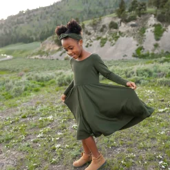 Discount Kyte Baby Long Sleeve Twirl Dress in Fir