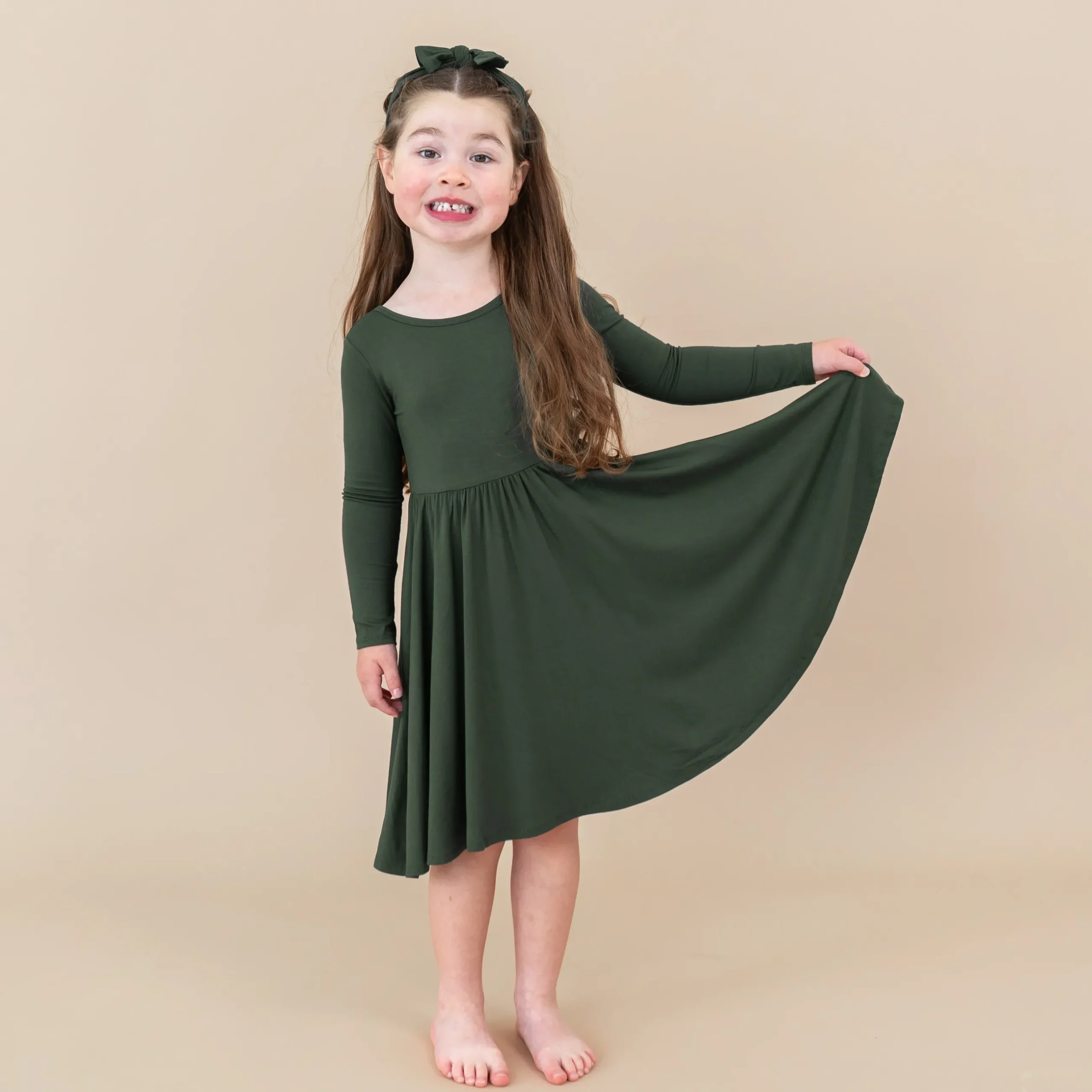Discount Kyte Baby Long Sleeve Twirl Dress in Fir