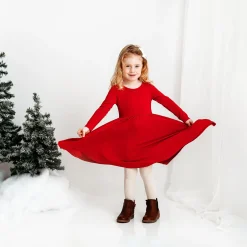 Kyte Baby Long Sleeve Twirl Dress in Cardinal