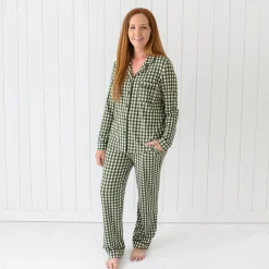 Kyte Baby Long-Sleeved Women's Pajama Set in Gingham Fir