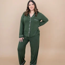 Clearance Kyte Baby Long-Sleeved Women's Pajama Set in with Cloud Trim Fir