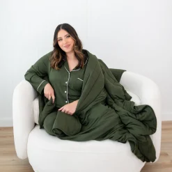 Clearance Kyte Baby Long-Sleeved Women's Pajama Set in with Cloud Trim Fir