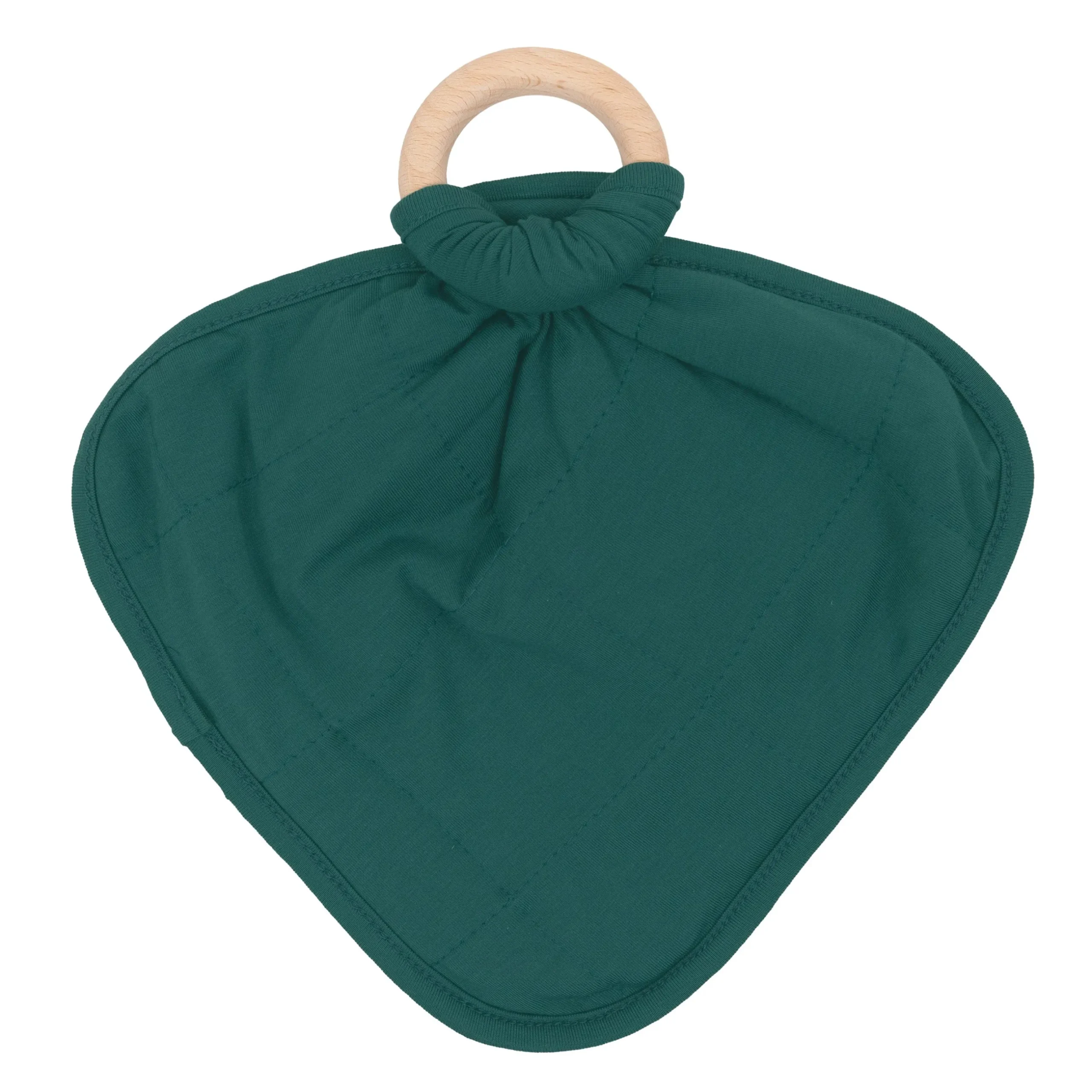Hot Kyte Baby Lovey in Emerald with Removable Wooden Teething Ring