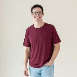 New Kyte Baby Men's Crew Neck Tee in Burgundy